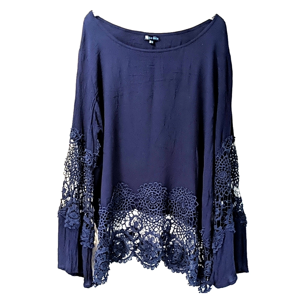 BeLLa MoDa blue crochet tunic